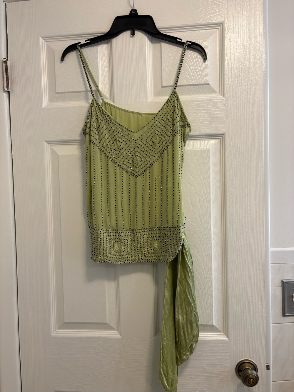 Vintage Y2K Caché 100% Silk Beaded Cami Top – Sage Green – Size 10